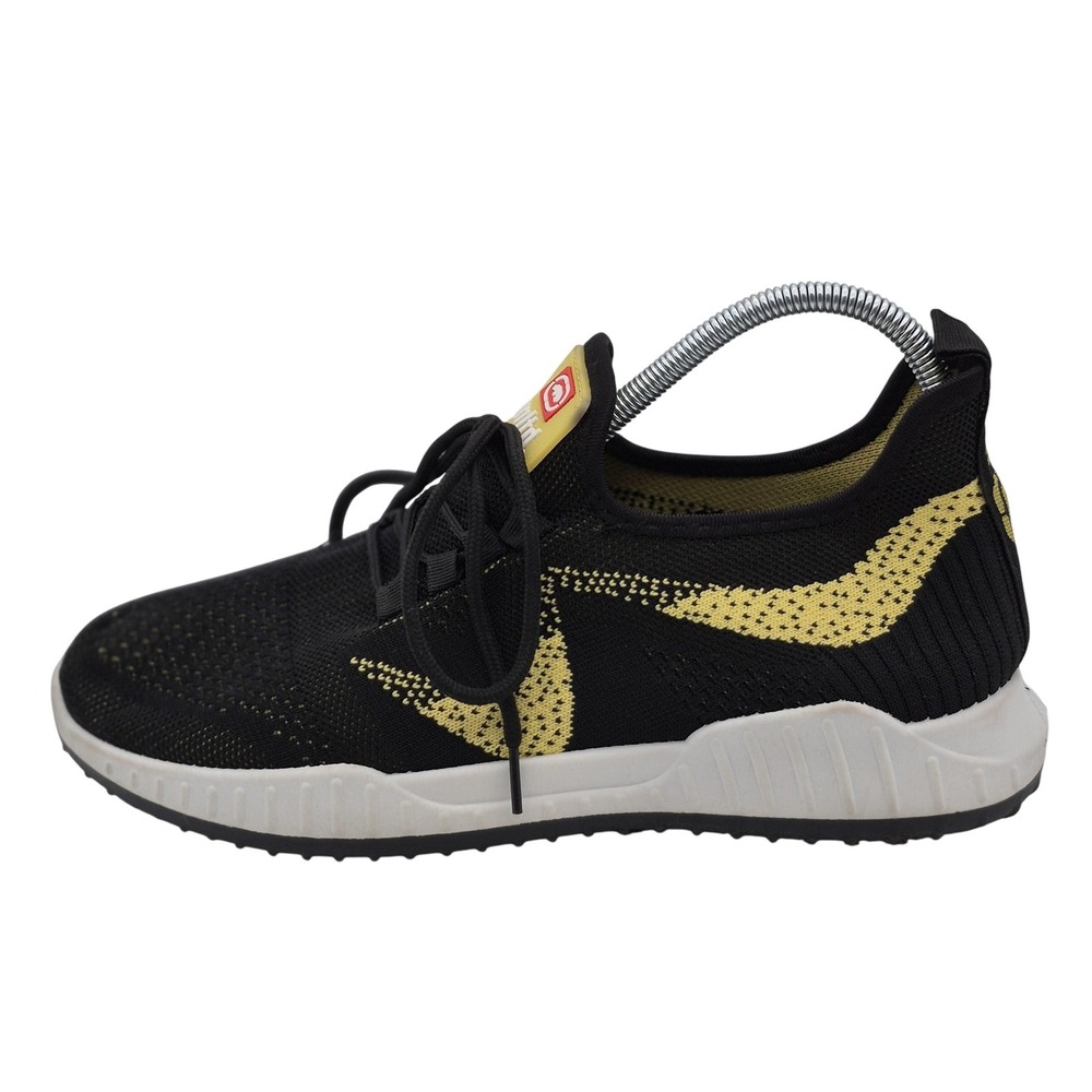 Ecko UNLTD Shoes Mens 8‎ Black Yellow Lightweight Knit Running Lace Up Sneakers